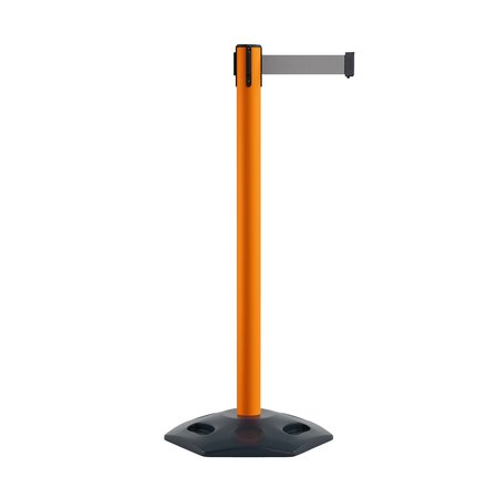 MONTOUR LINE Stanchion Belt Barrier Rubber Base Orange Post 7.5ftLt Gry Belt MSR630-OR-LGY-75